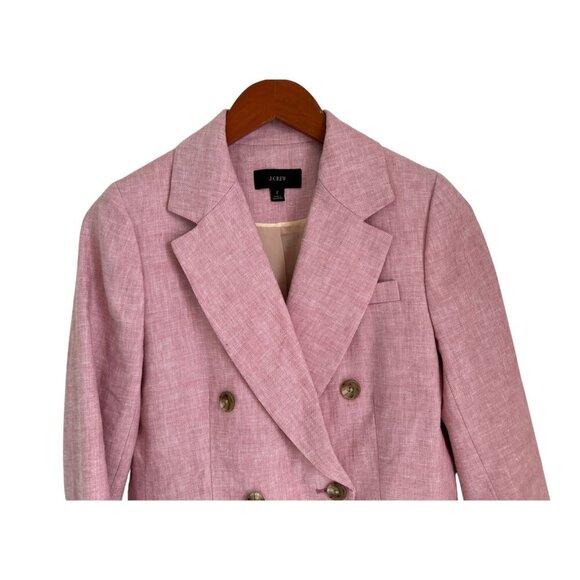 J. Crew Linen Bristol Double-Breasted Long Sleeve Casual Blazer Pink Size 2 - Picture 5 of 14